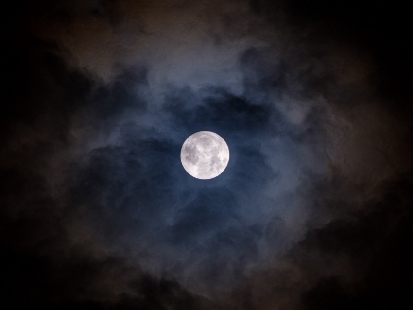 moon, clouds, night, dark, moonlight
