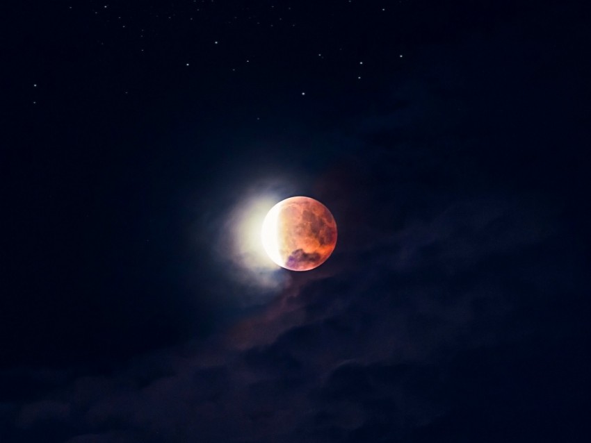 Moon, Full Moon, Red Moon, Sky, Night, Stars, Dark Png - Free PNG Images