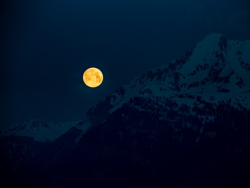 moon, mountains, night, full moon, moonlight