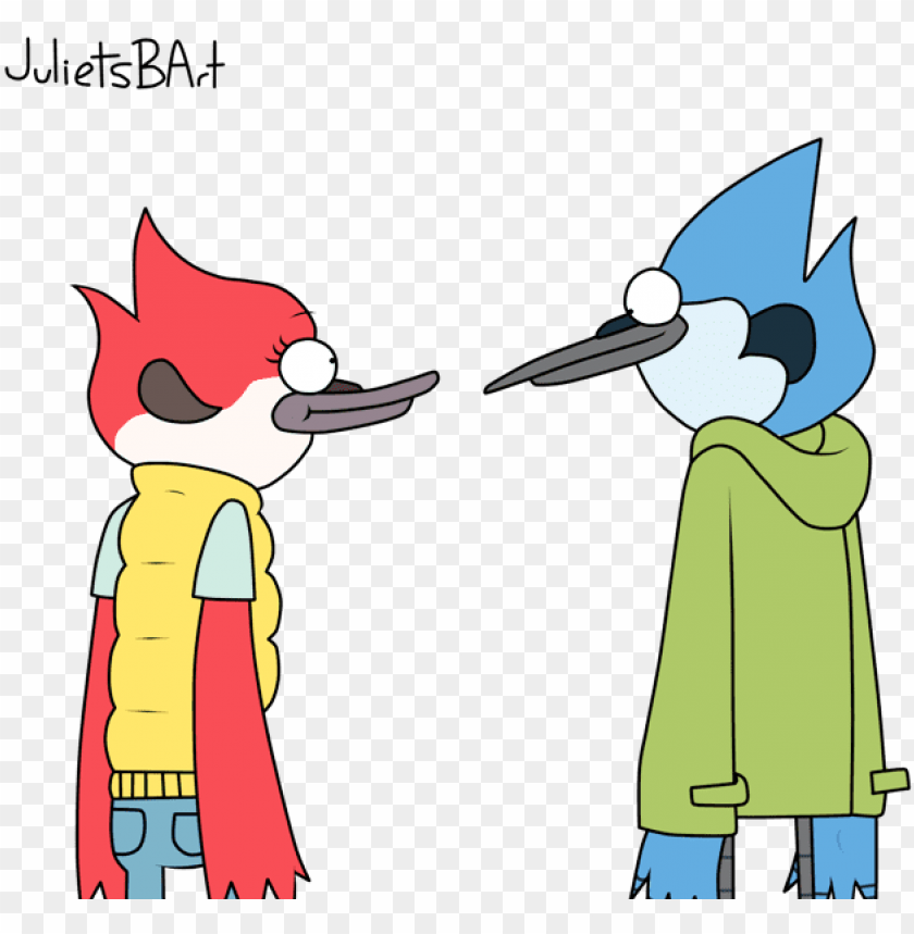 Mordecai And Margaret Looking Eachother Ydb519 Regular Show Mordecai And Margaret Png Image With Transparent Background Toppng