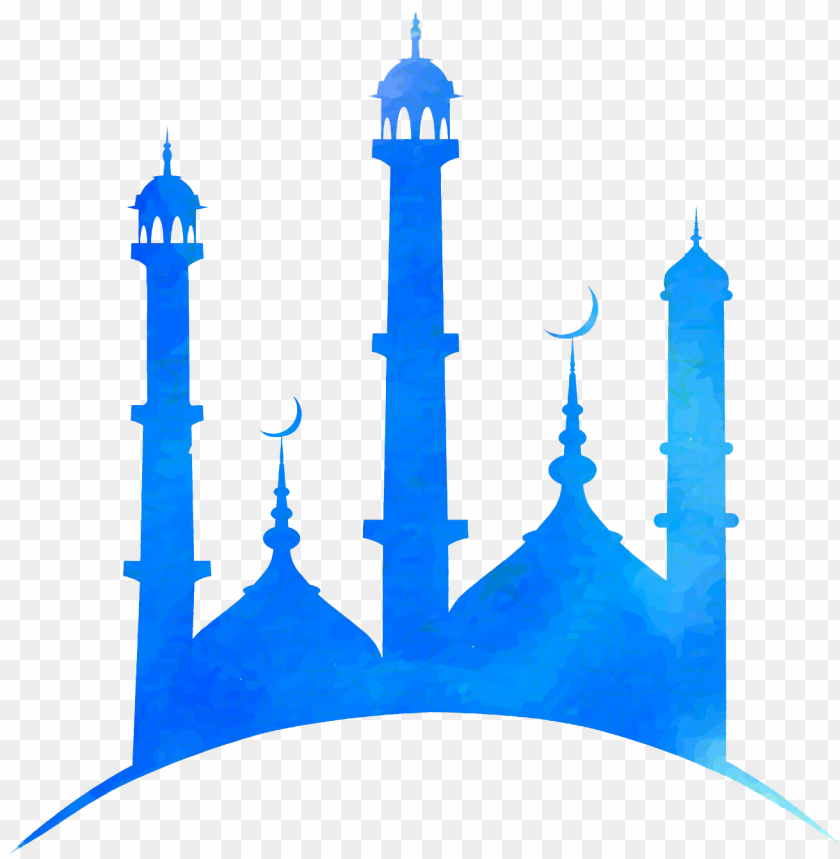 mosque blue watercolor shape ramadan illustration PNG image with transparent background@toppng.com