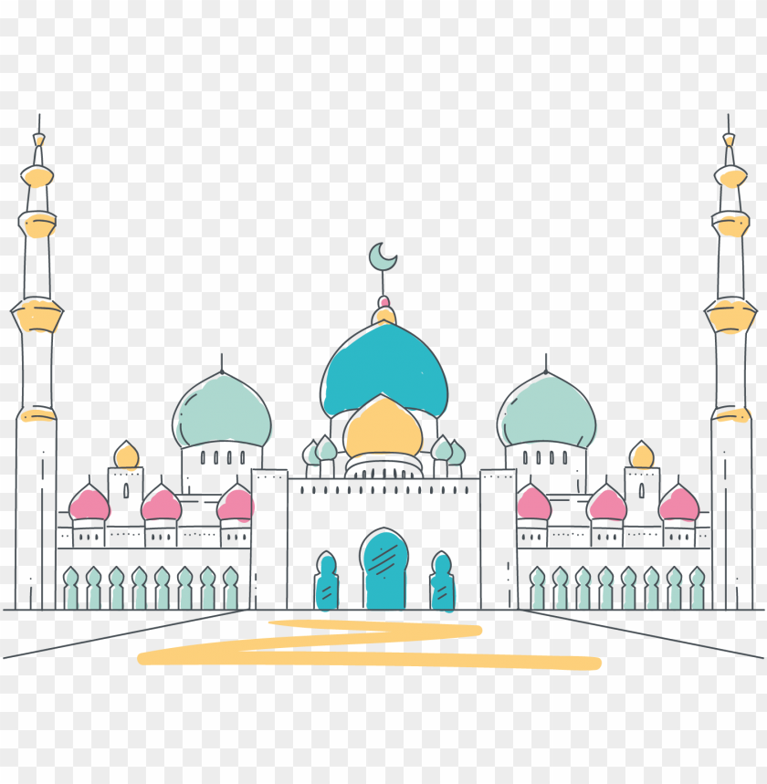 Mosque, Green and Blue Mosque PNG, festive, religious