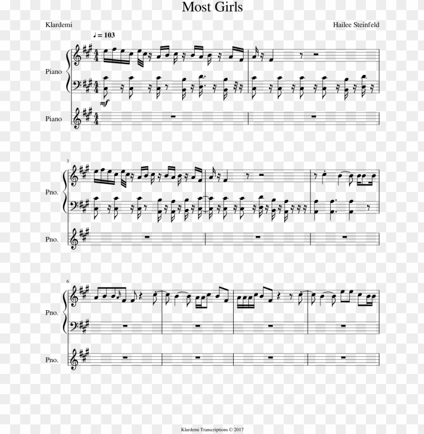 Most Girls Hailee Steinfeld Sheet Music For Piano Download Png