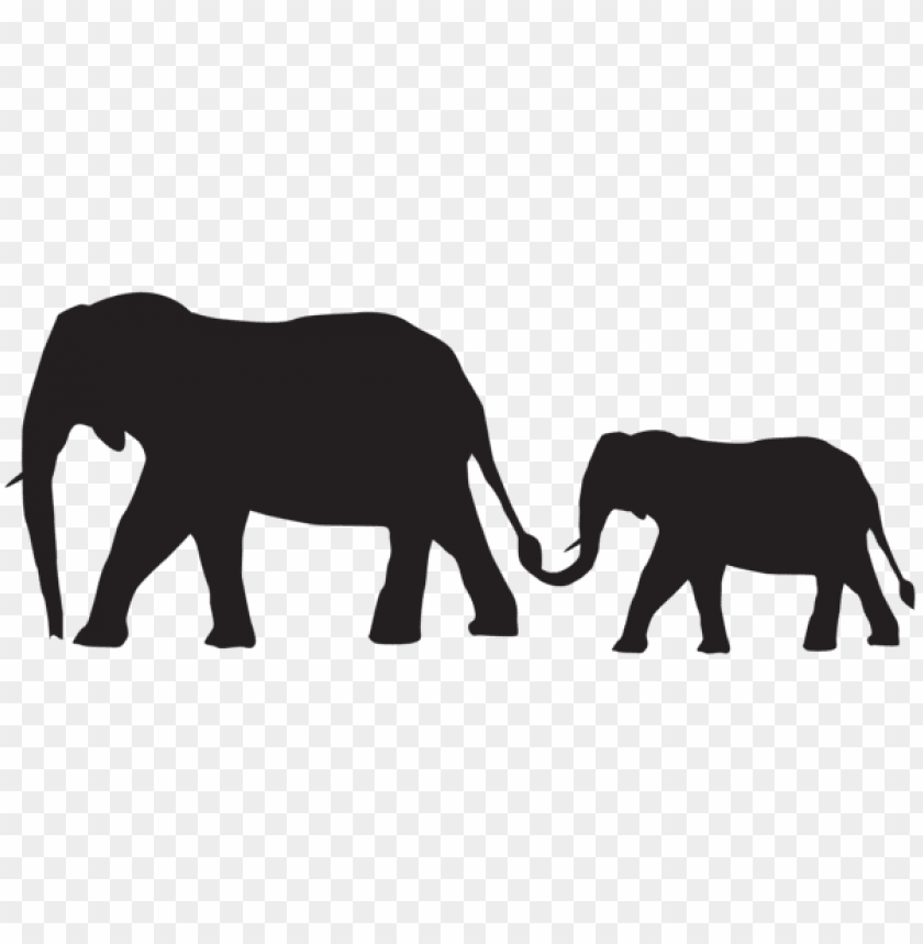 Transparent Mother And Baby Elephants Silhouette PNG Image - ID 49608