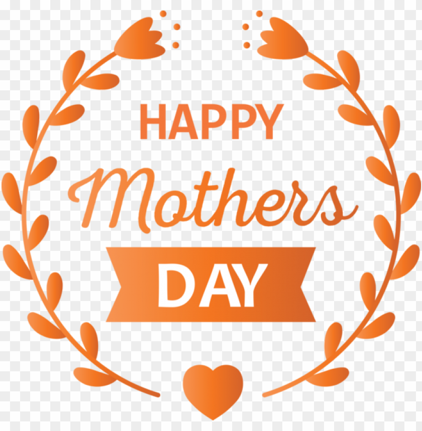 free PNG Mother's Day Orange Text Heart for Happy Mother's Day for Mothers Day PNG image with transparent background PNG images transparent