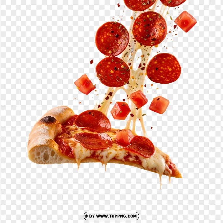 Motion Pepperoni Pizza Slice Design PNG Transparent Background