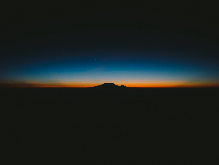 mountain, horizon, sunset, dark, night