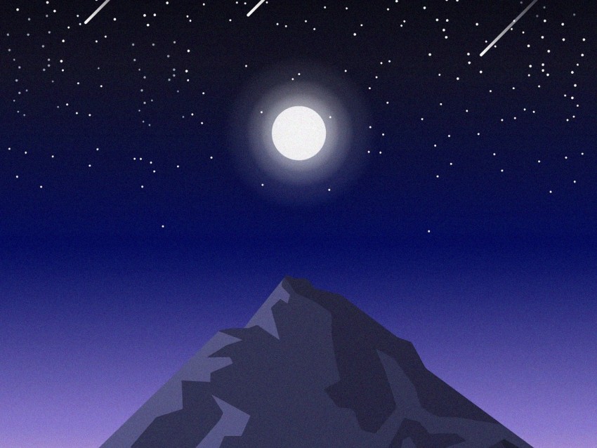 mountain, night, landscape, art, vector