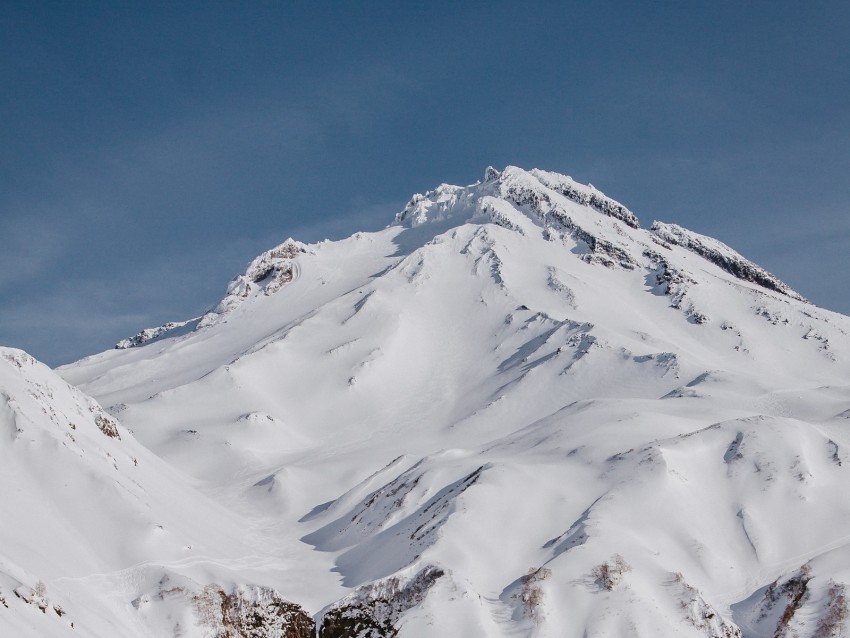 mountain, peack, snowy, slope, white, volcanic