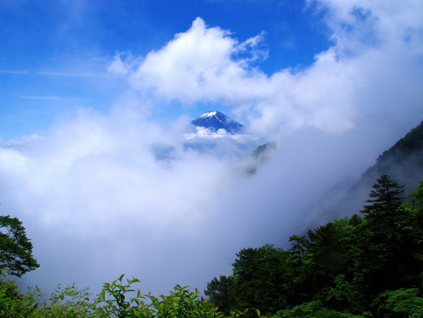 mountain, peak, clouds, height, landscape