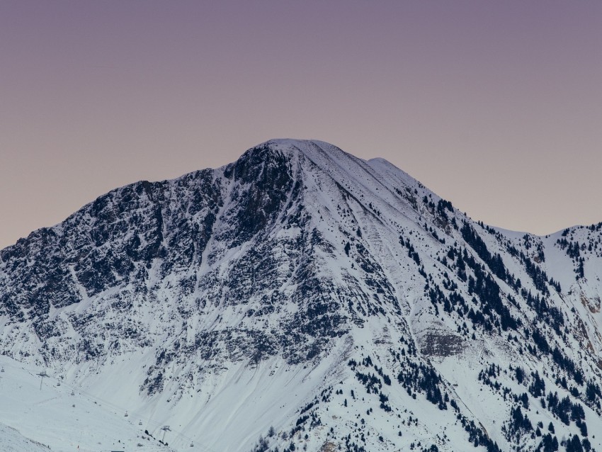 mountain, peak, snowy, snow, twilight