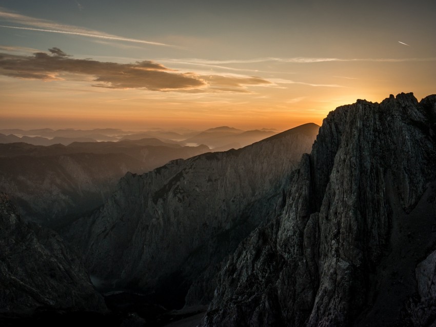 mountain, peak, sunset, austria