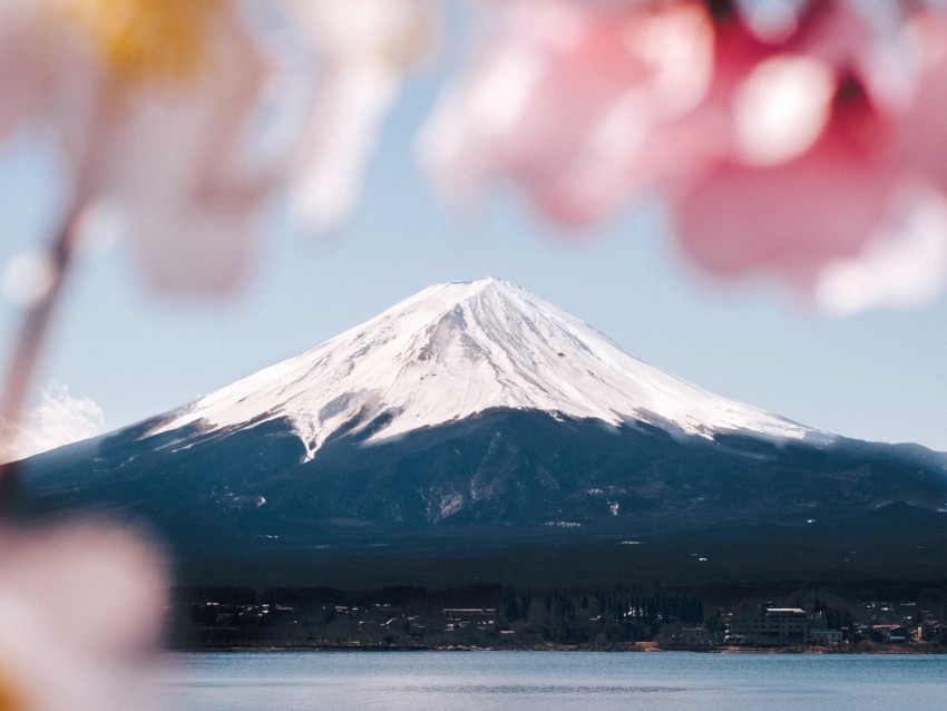mountain, volcano, top, fuji, japan