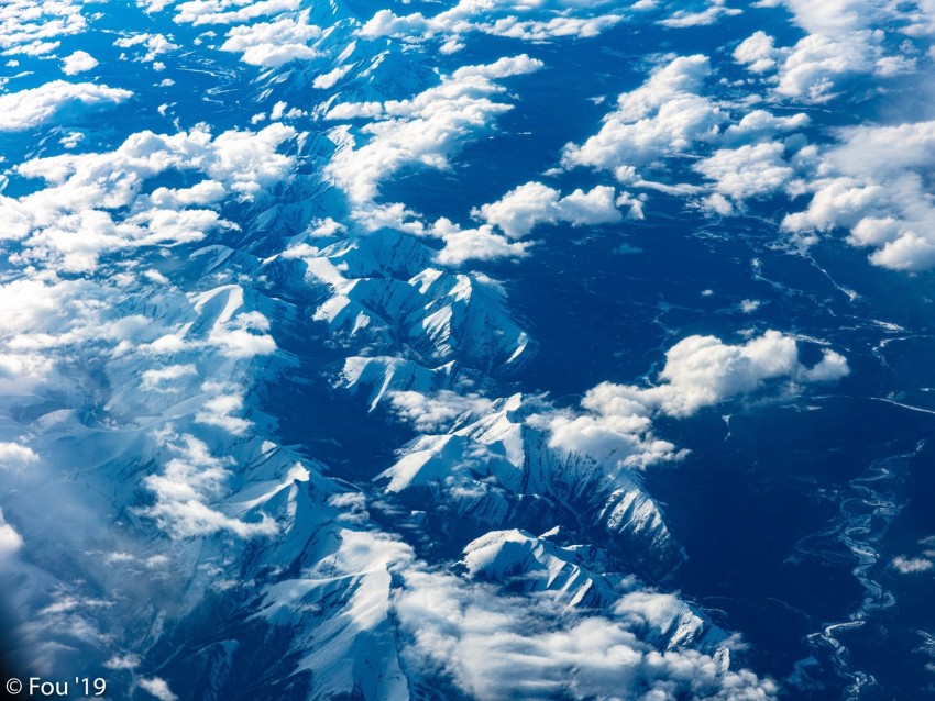 mountains, clouds, aerial view, height, view, overview