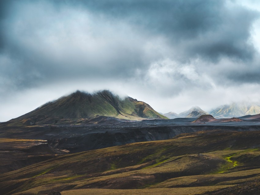 mountains, clouds, landscape, nature, iceland
