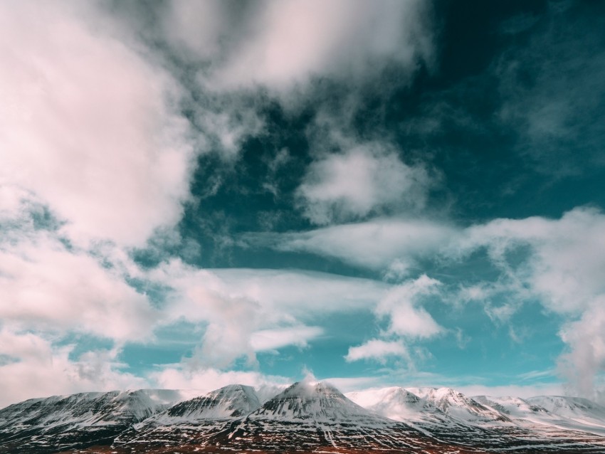 mountains, clouds, sky, iceland