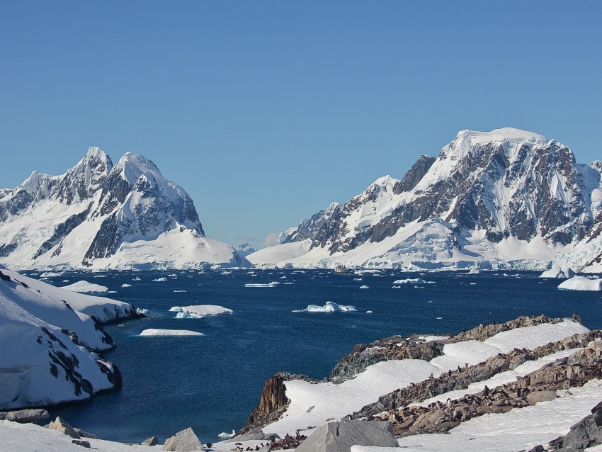 mountains, snow, ice, landscape, antarctica, north pole