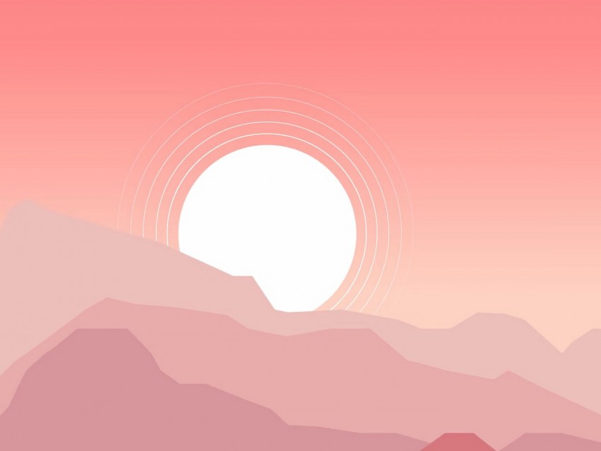 mountains, sunset, landscape, vector, art