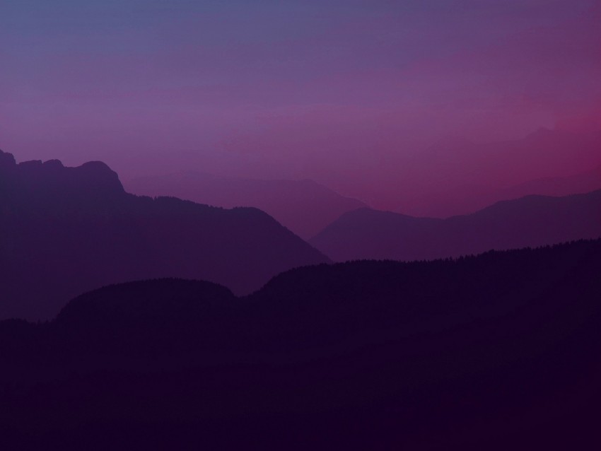 mountains, twilight, landscape, dark, purple