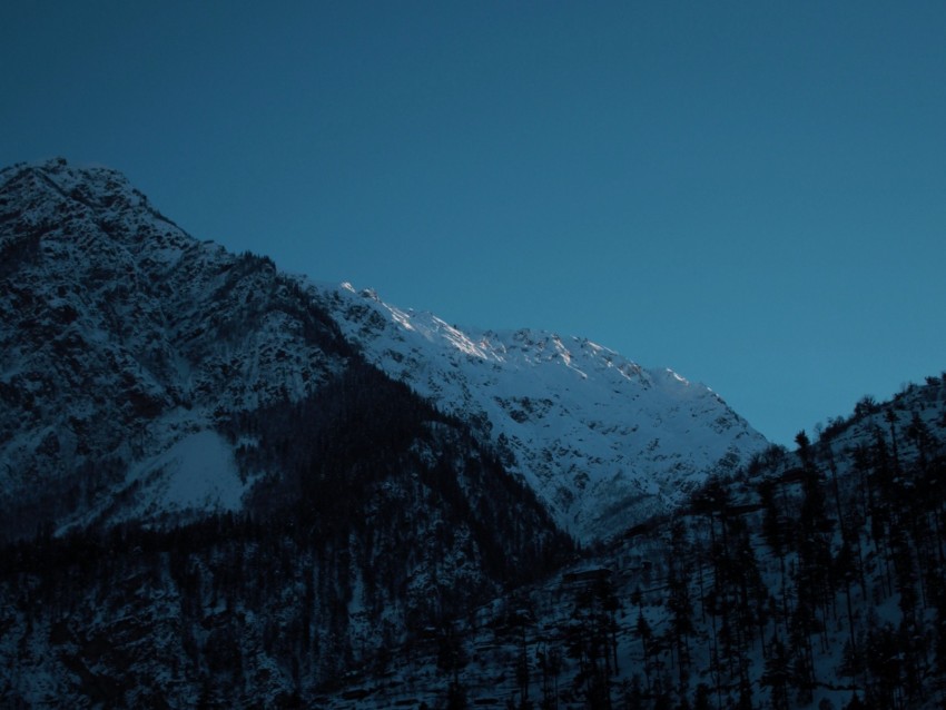 mountains, twilight, snow, winter