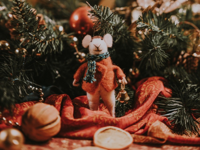 mouse, toy, christmas, new year, decoration, blur