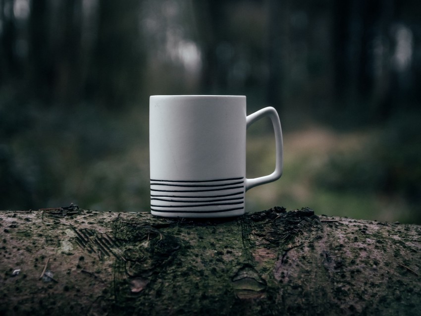 mug, steam, macro, blur, moss