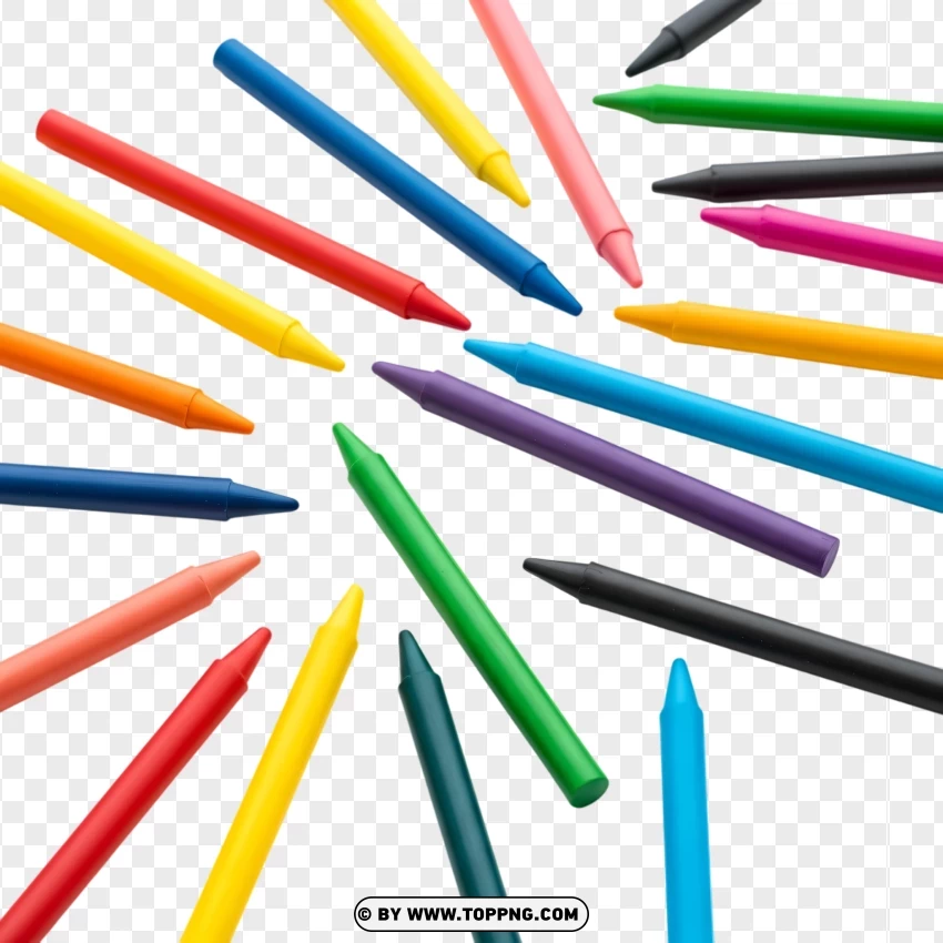 Multicolor Crayons Set For Kids PNG Transparent Background