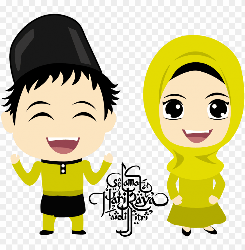 free PNG muslim couple on eid png download - hari raya aidilfitri cartoo PNG image with transparent background PNG images transparent