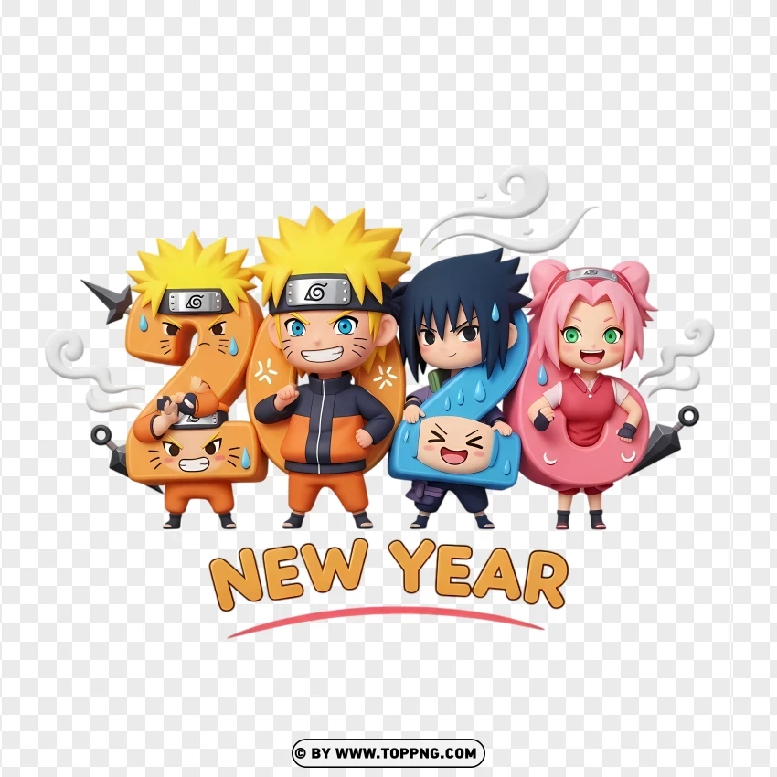 Naruto Anime Style 2026 Typography PNG Transparent Background