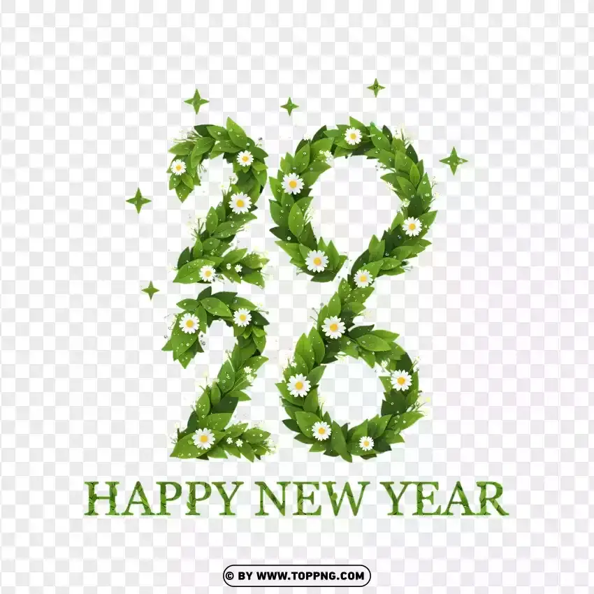 Leaf And Flower 2026 New Year Design PNG Transparent Background