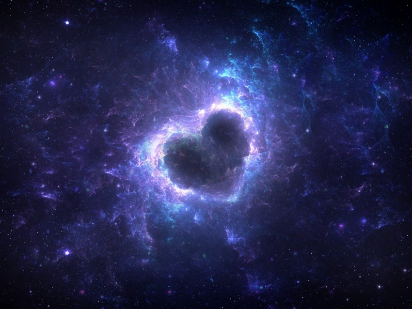 nebula, heart, glow, space, energy