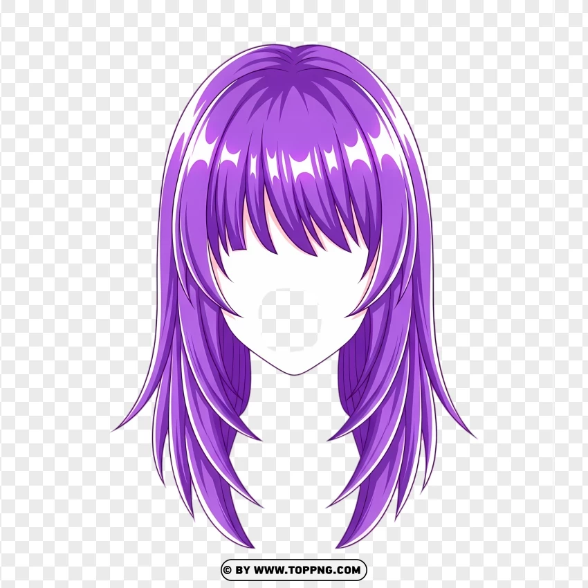 Long straight neon purple anime hair – vibrant, stylized