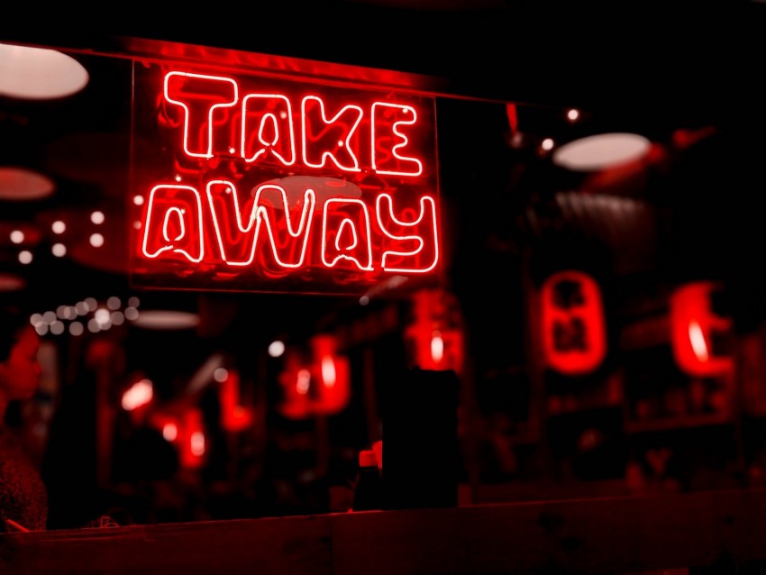 neon, text, sign, red, glow