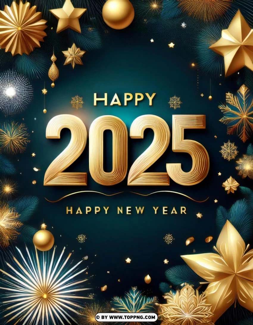 New Year 2025 Cards Featuring Fireworks And Celebratory Designs PNG Transparent Background