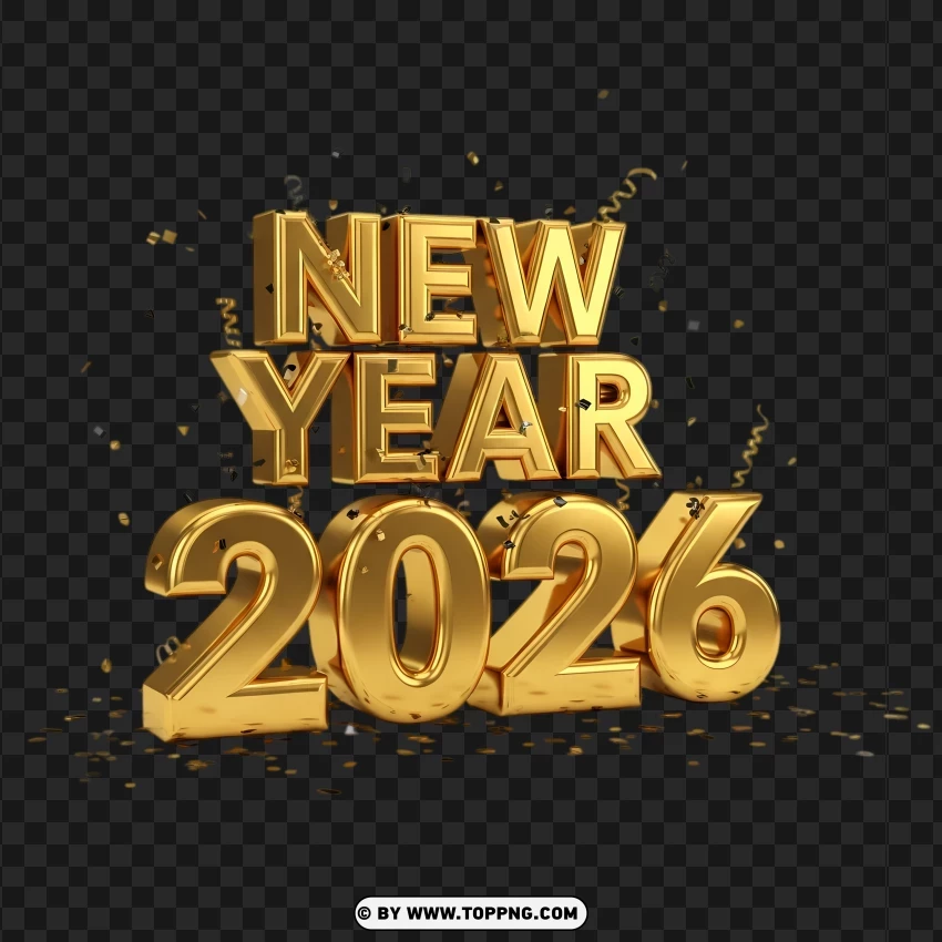 New Year 2026 Decorative Font With Sparkles PNG Transparent Background