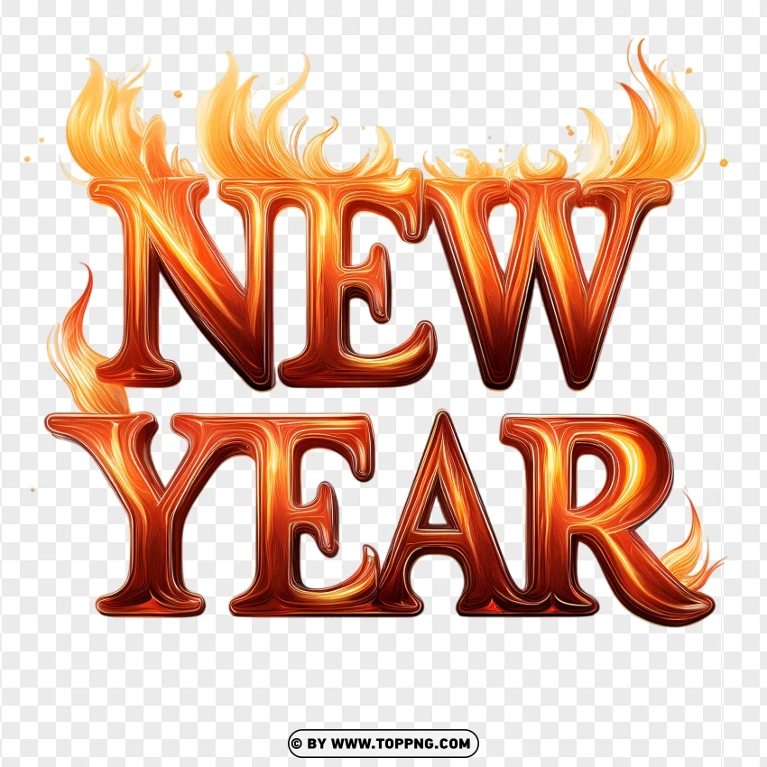 New Year Celebration Design With Fire Effect PNG Transparent Background