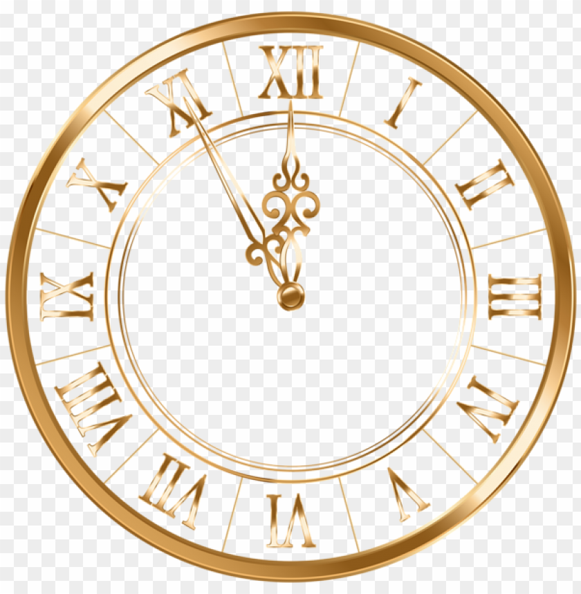new year gold clock PNG image with transparent background - 471778