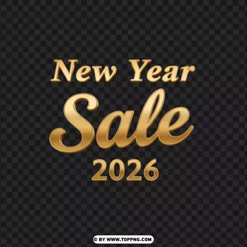 New Year Sale 2026 Gold Promotion PNG Transparent Background