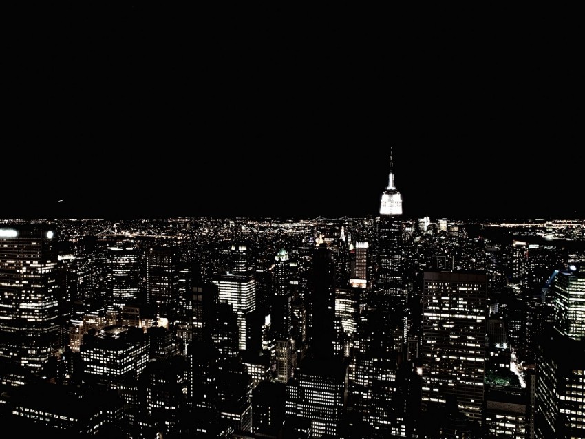 new york, night city, skyscraper, city lights, skyline