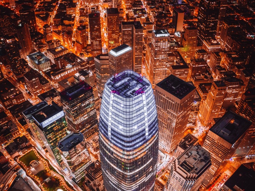 night city, aerial view, architecture, buildings, towers, skyscrapers, roofs