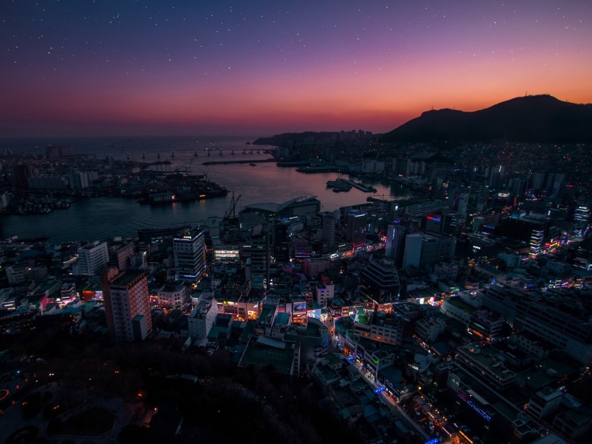 Night City Aerial View City Lights South Korea Png - Free PNG Images