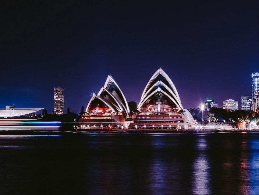 night city, architecture, city lights, sydney, australia