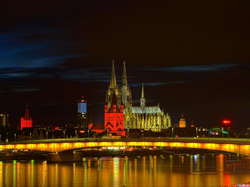 Night City Architecture Gothic Cologne Germany Png - Free PNG Images