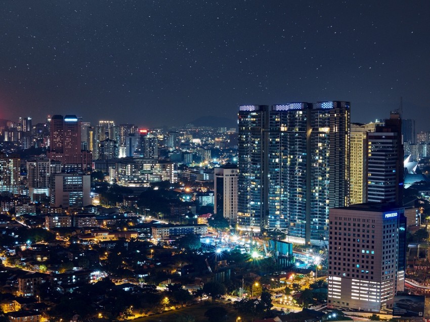Night City City Lights Starry Sky Kuala Lumpur Malaysia Png - Free PNG Images