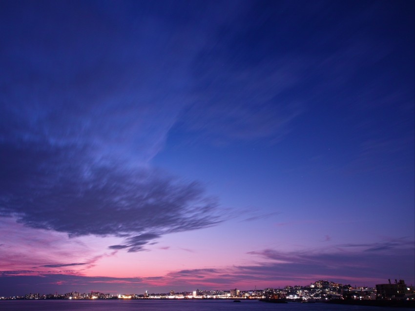 night city, panorama, horizon, sunset, hyogo, japan