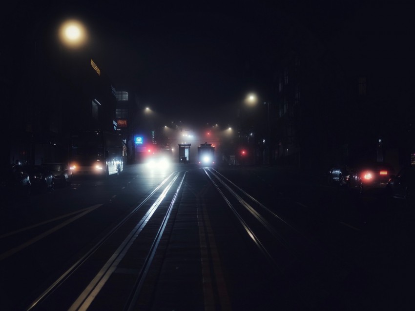 night city, transport, fog, night, san francisco, united states
