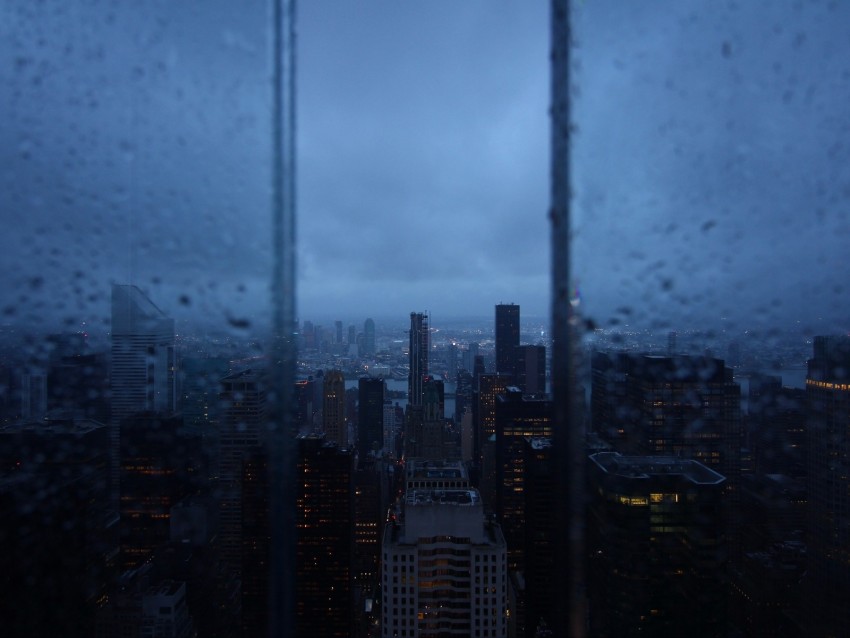 Night City Window Rain Skyscrapers Aerial View Png - Free PNG Images