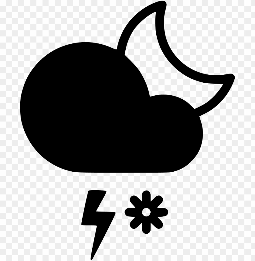 Night Snow Storm Cloud Lightning Moon Svg  Icon - Cloudy Moon Icon Png - Free PNG Images