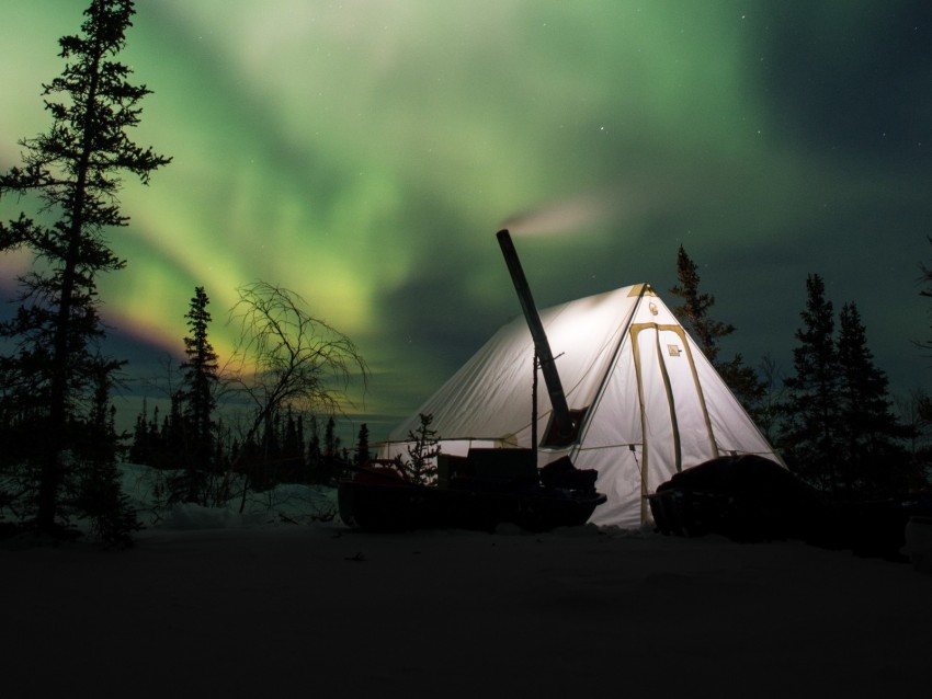 Northern Lights Aurora Tent Camping Night Png - Free PNG Images