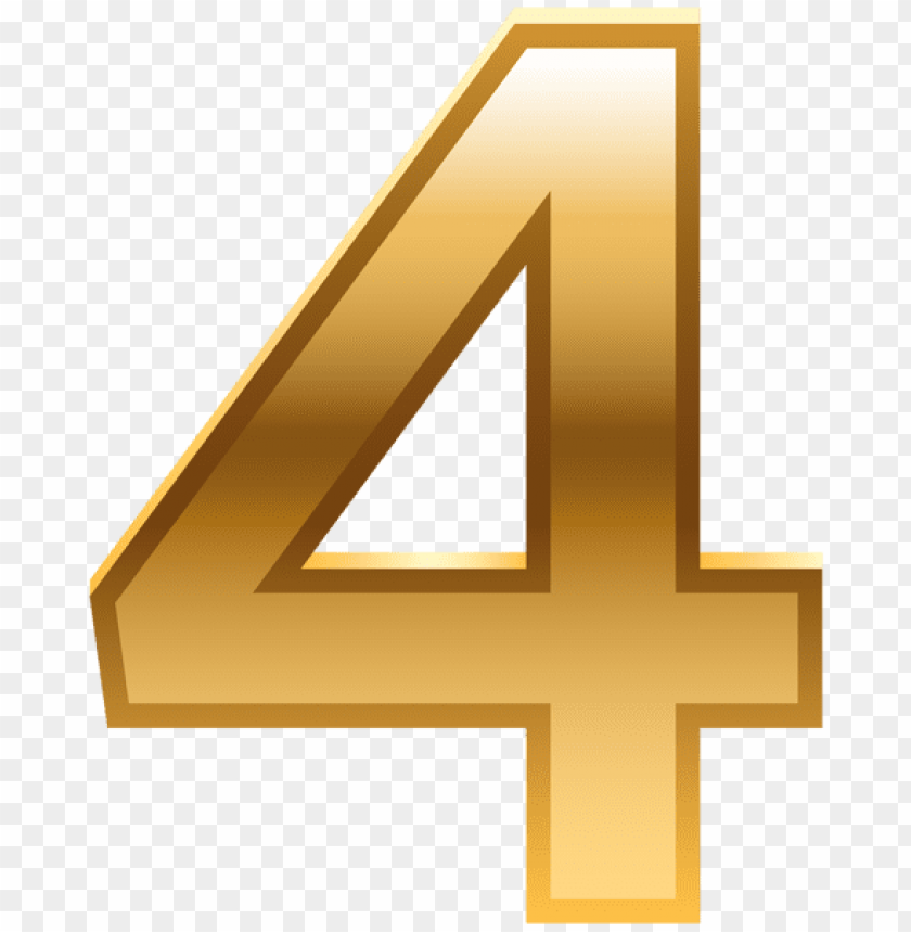 number four golden clipart png photo - 51955